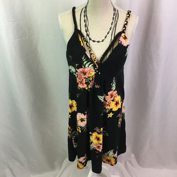 Derek Heart Floral Dress Black Yellow S Juniors - Picture 3 of 14